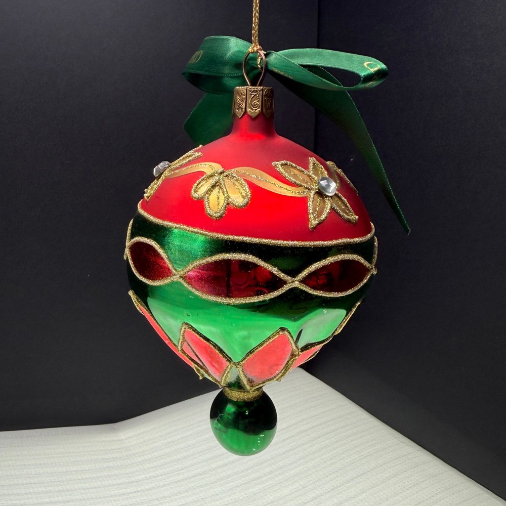 Waterford Holiday Heirlooms Ashling Parachute Top Ornament Red Green 115855
